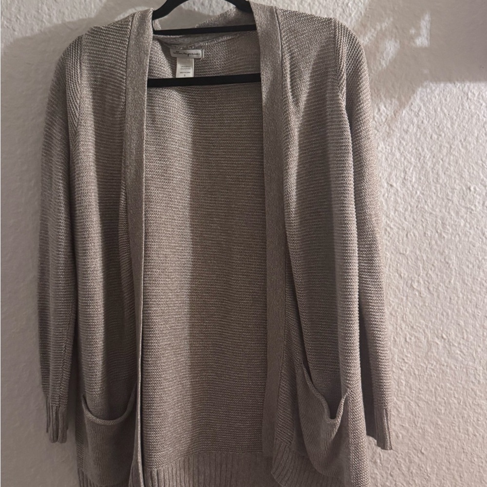 Cotton Emporium Tan Open Front Cardigan Sweater